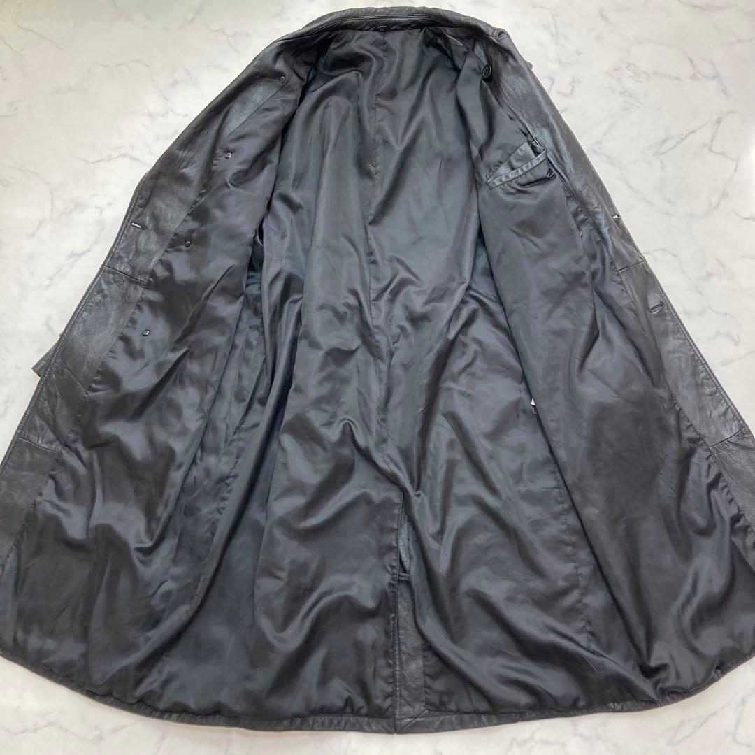 VINTAGE メンズ カウレザー トレンチコート 希少サイズLL 超ロング丈