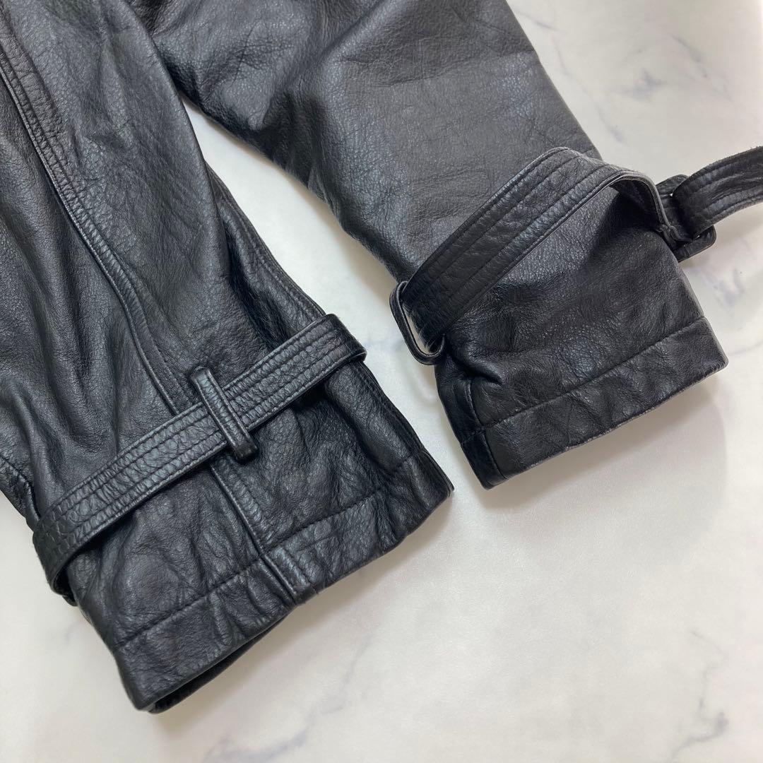 VINTAGE メンズ カウレザー トレンチコート 希少サイズLL 超ロング丈