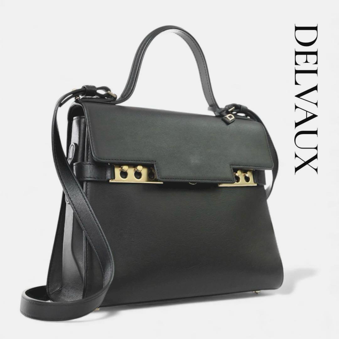 【極美品】デルヴォー　タンペート MM 黒　ブラック　レザー　ショルダーバッグ