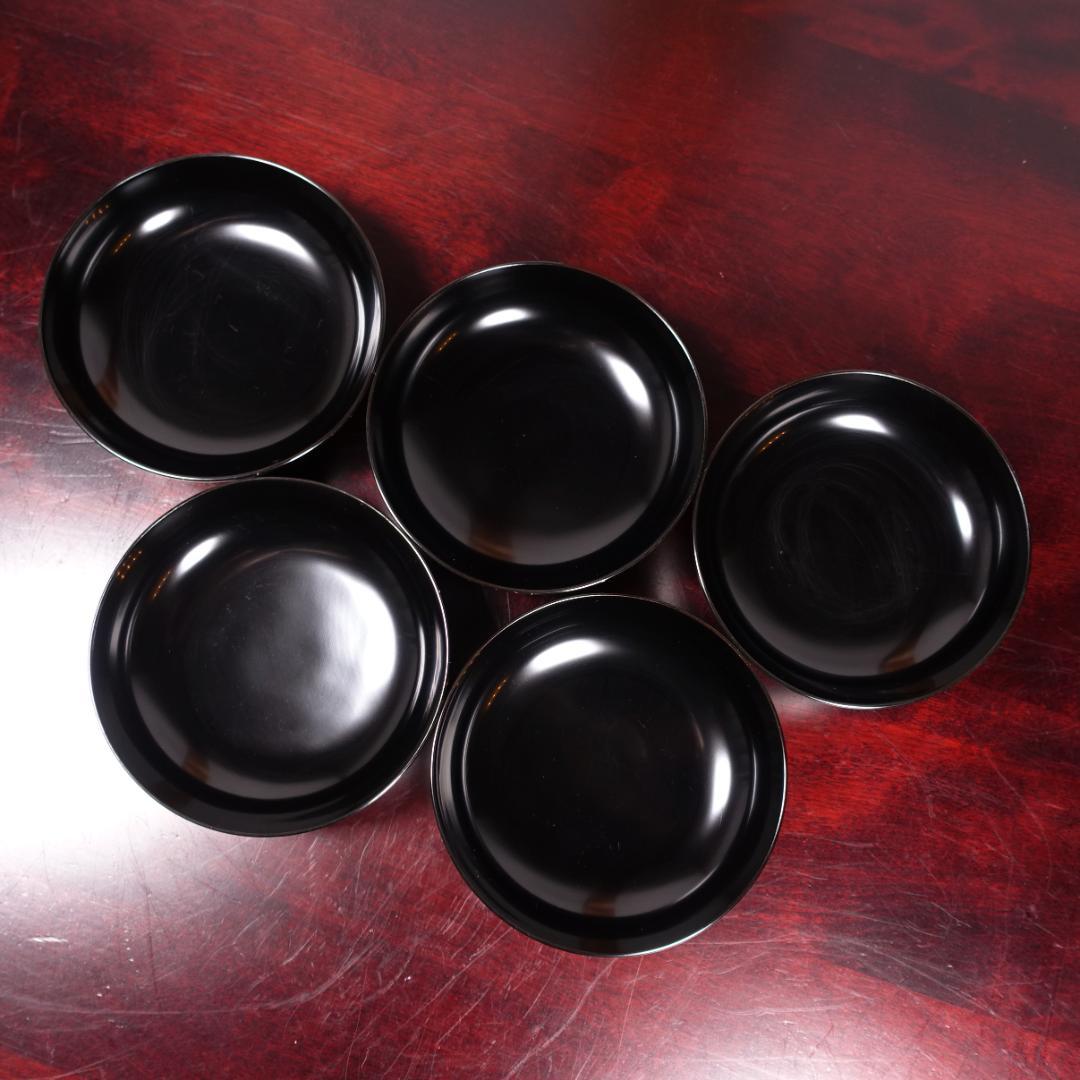 輪島塗 黒塗 扇蒔絵 煮物椀 5客 共箱 天然木製漆器