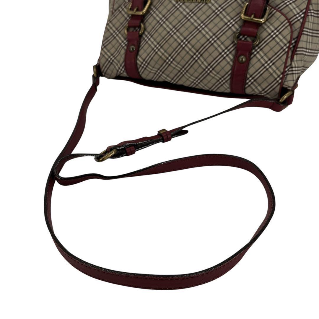 希少　バーバリーブルーレーベル　ノバチェック　ショルダーバッグ　ナイロン　レザー