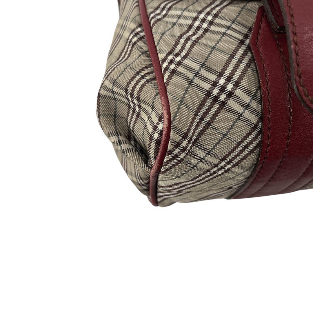 希少　バーバリーブルーレーベル　ノバチェック　ショルダーバッグ　ナイロン　レザー