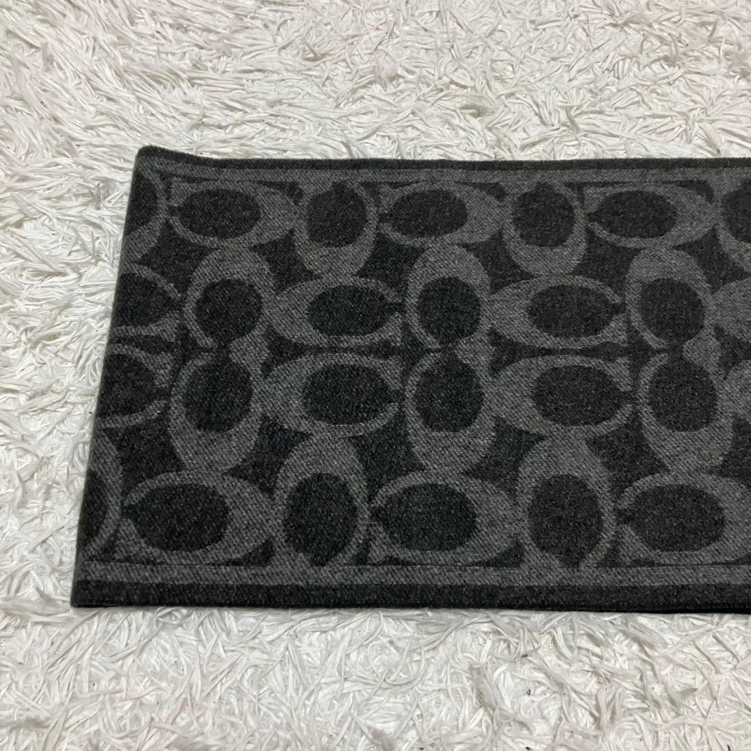 極美品　COACH　マフラー　カシミヤ100%　シグネチャー　ブラック　メンズ