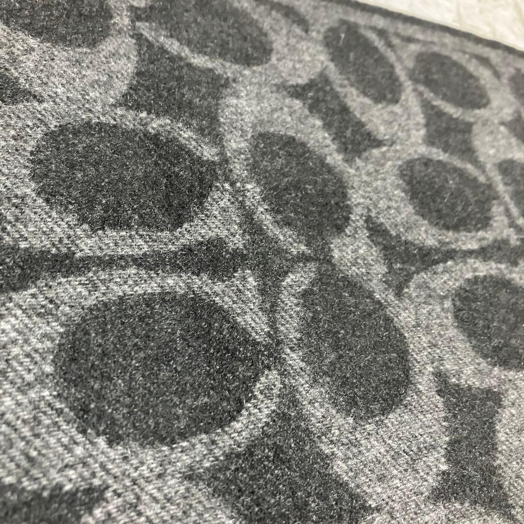 極美品　COACH　マフラー　カシミヤ100%　シグネチャー　ブラック　メンズ