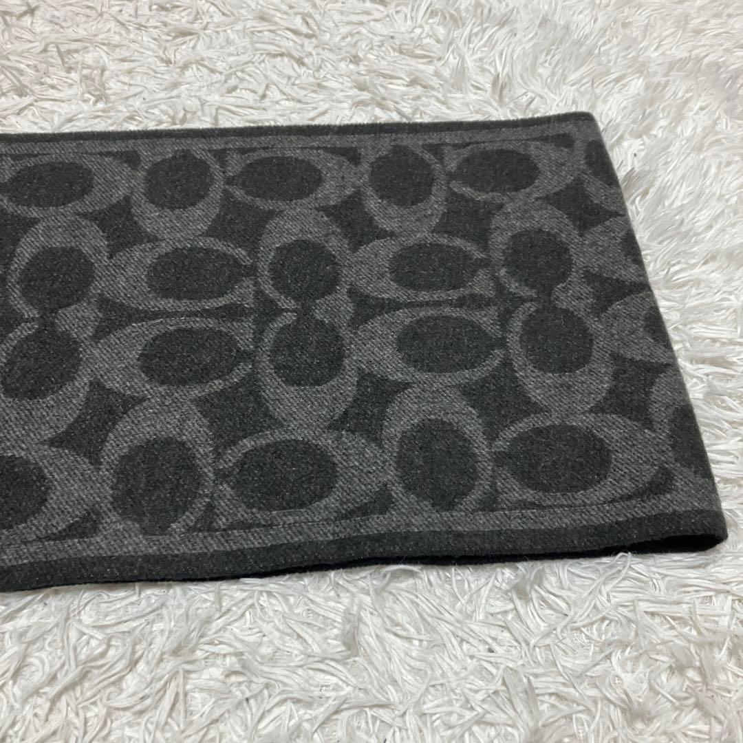 極美品　COACH　マフラー　カシミヤ100%　シグネチャー　ブラック　メンズ