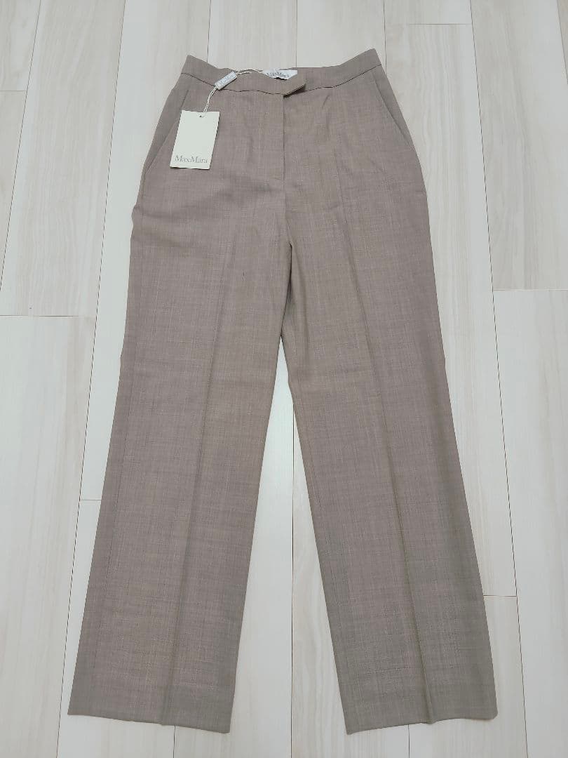 タグ付新品☆　マックスマーラ　ウール　パンツ　スラックス　グレーベージュ