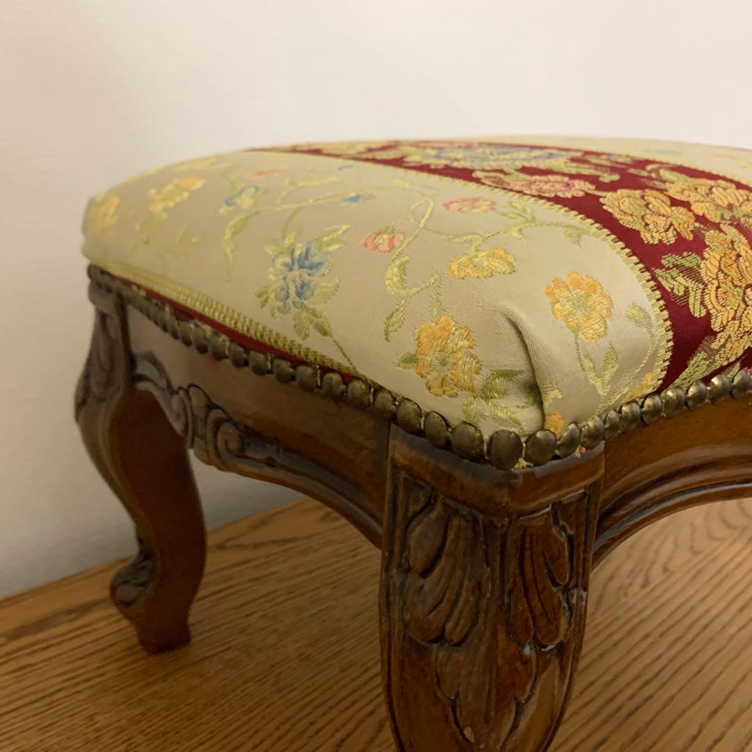 【極美品】イタリア製 フットスツール 鋲打ち 猫脚 足置き