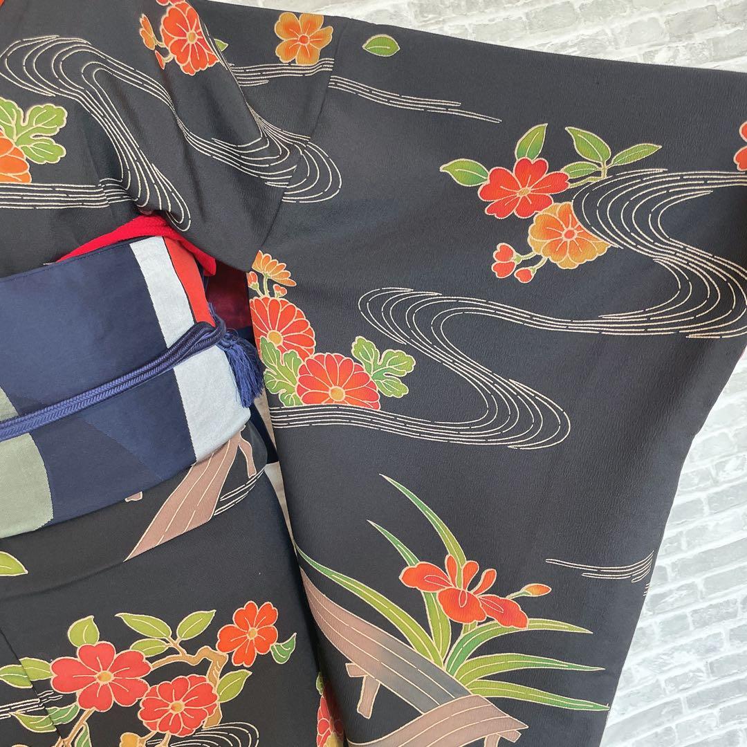 小紋　フルセット　あやめ　菊　流水　型染め　縮緬　お散歩　お買い物　着物　P4