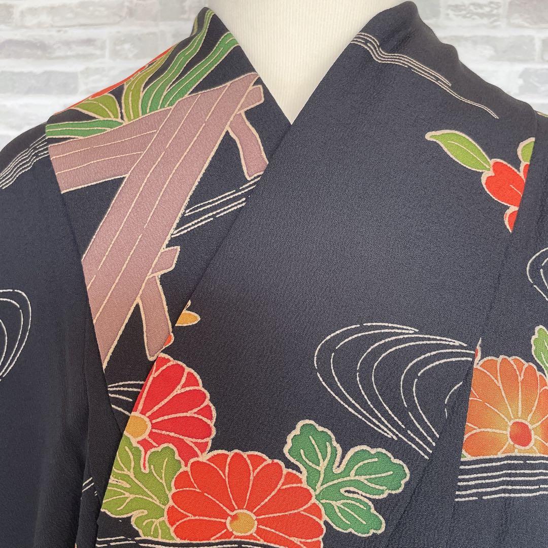 小紋　フルセット　あやめ　菊　流水　型染め　縮緬　お散歩　お買い物　着物　P4