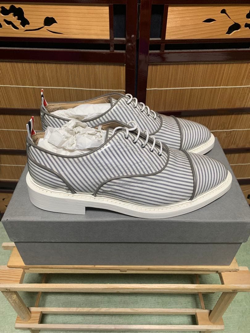 激レア‼️ Thom browneレザーpvcシアサッカーオックスフォードシューズ