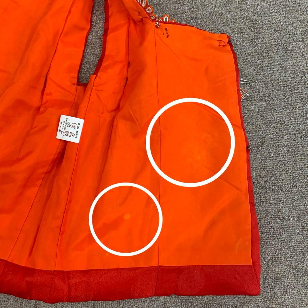 504agu2□七五三 三歳 女の子 着物&長襦袢 総絞り 刺繍□状態良好