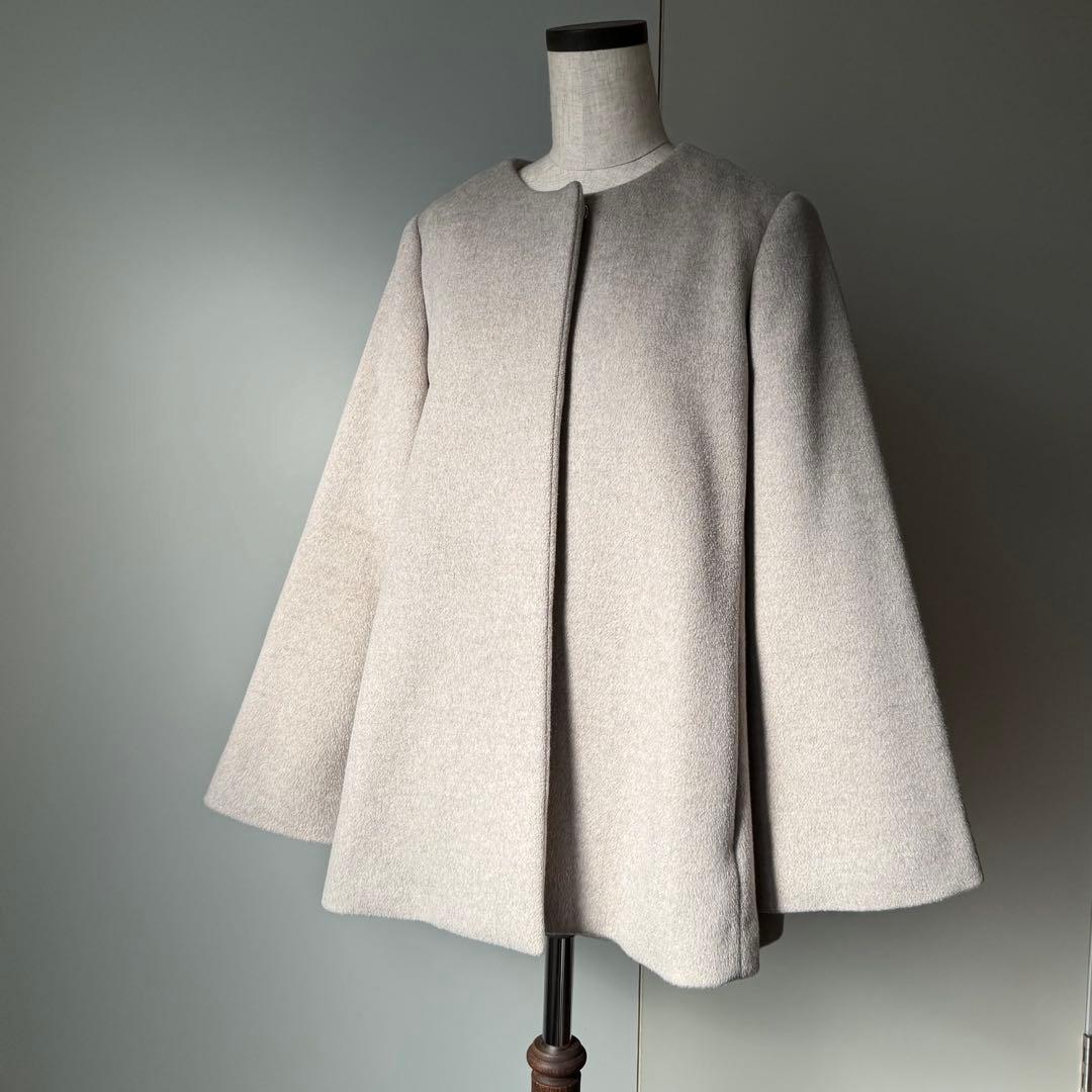 ノーカラーショートコート　サイズ:36