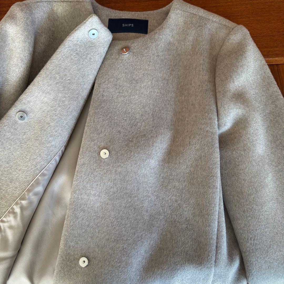 ノーカラーショートコート　サイズ:36