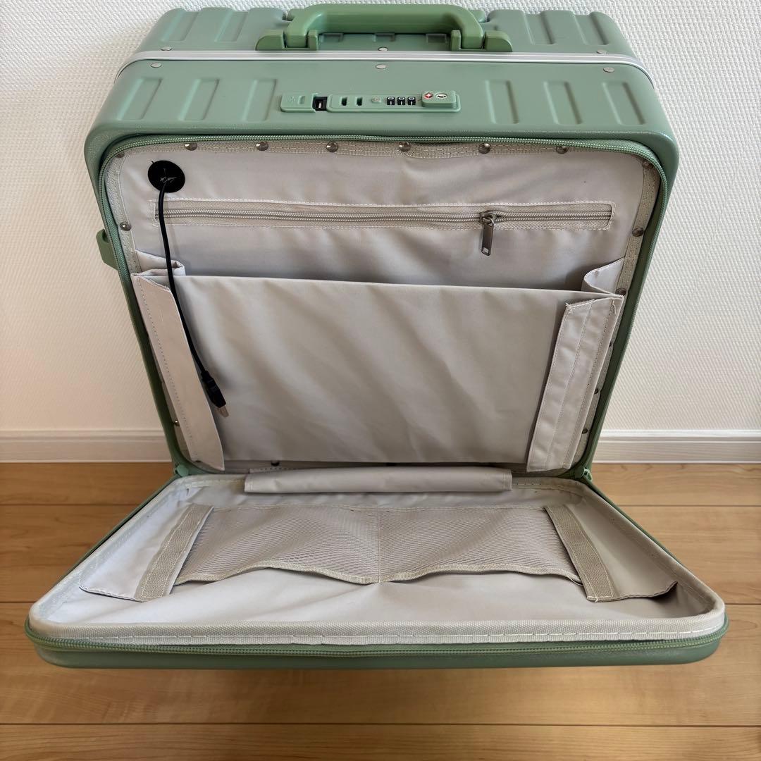 スーツケース M 65L フロントオープン キャリーケース USBポート 軽量