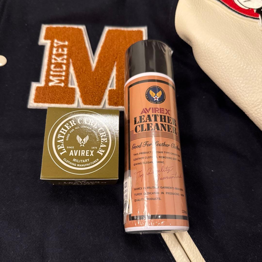 ディズニー/コラボ/AVIREX/スタジャン/切替/レザー/ミッキー/L