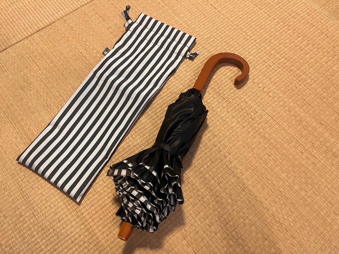 サンバリア100 2段折り　フリル付き 折りたたみ日傘