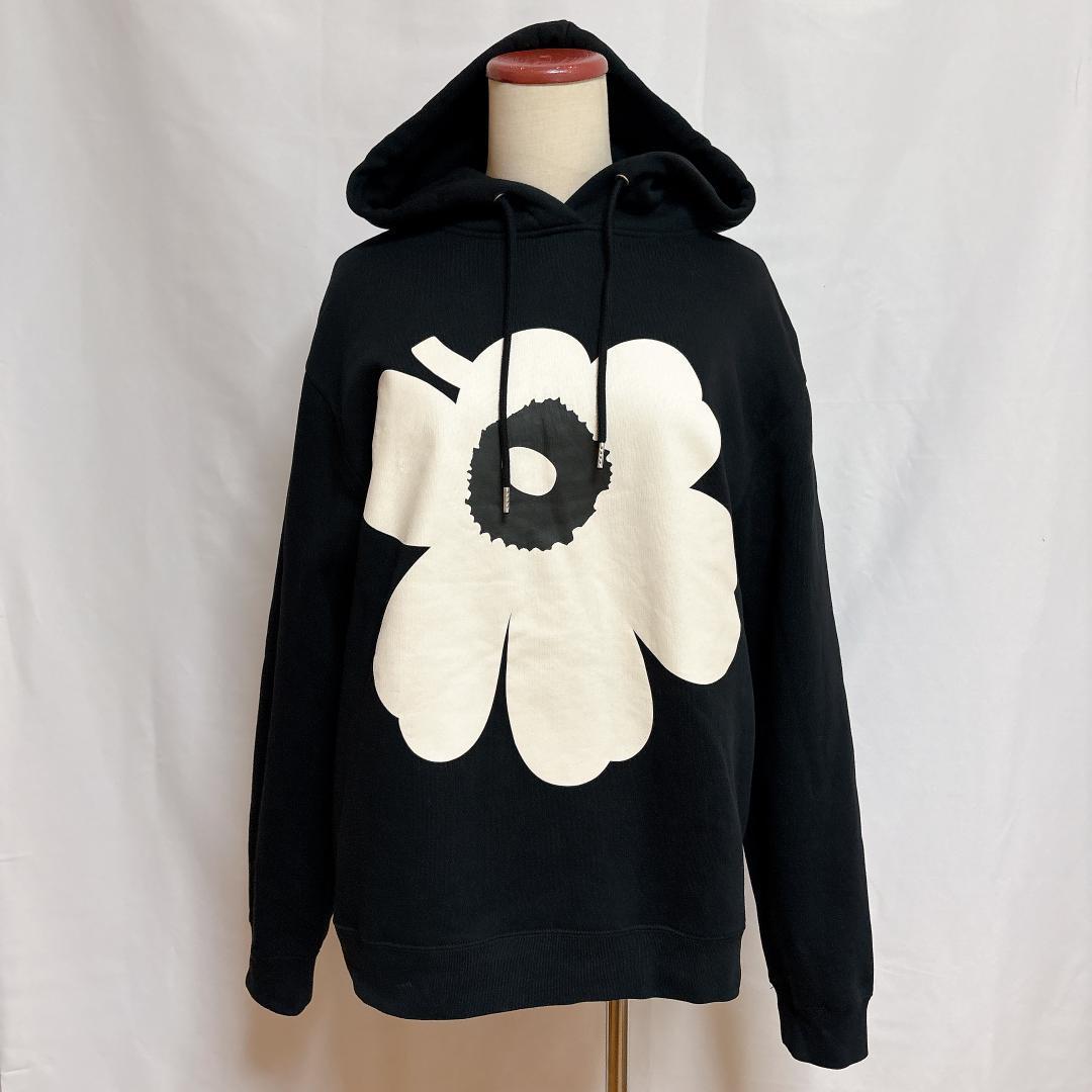 【美品】マリメッコ ウニッコ フード付きパーカー 裏起毛 黒 オーバーサイズ