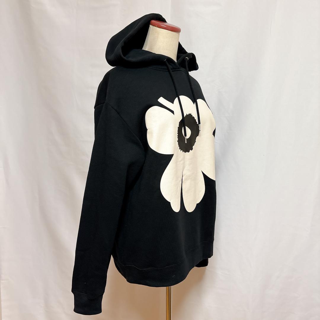 【美品】マリメッコ ウニッコ フード付きパーカー 裏起毛 黒 オーバーサイズ