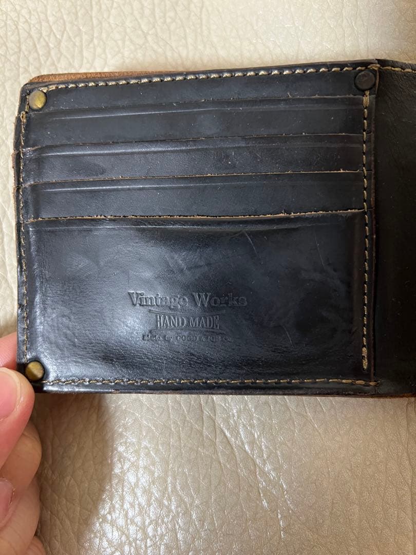 Vintage Works GOOD&JOB co ブラックレザー二つ折り財布