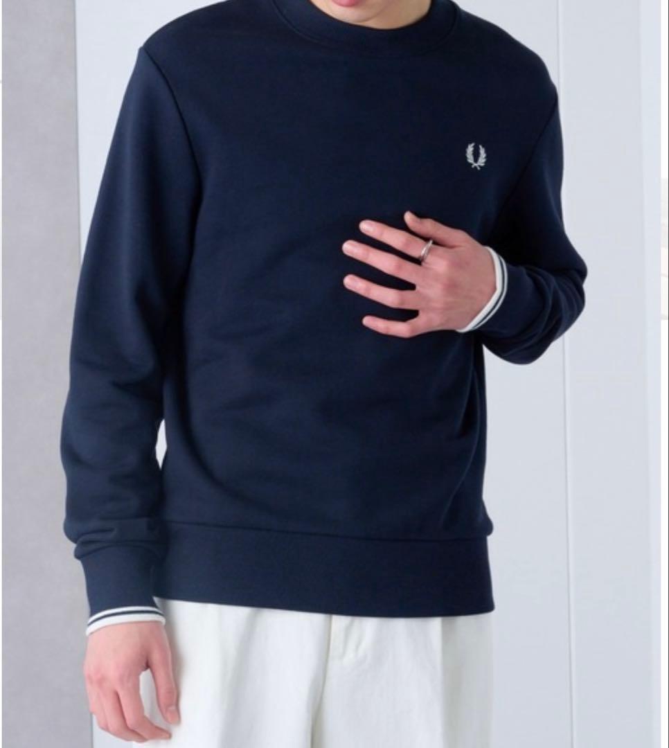 FRED PERRY Crew Neck Sweatshirt M ネイビー