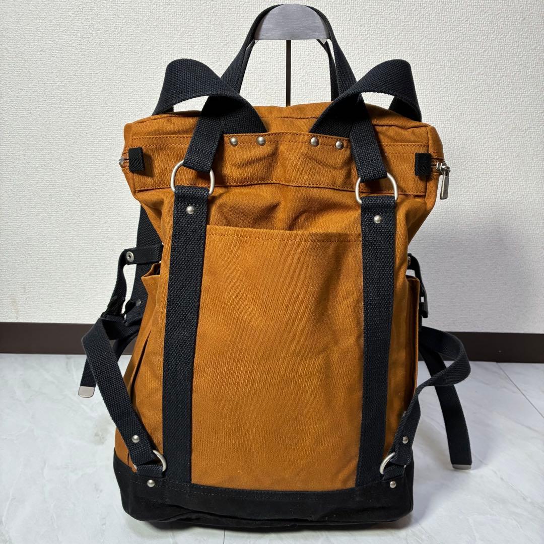 一澤信三郎帆布 R-08 リュック 2way レンガ✖️黒 綿帆布 信三郎帆布