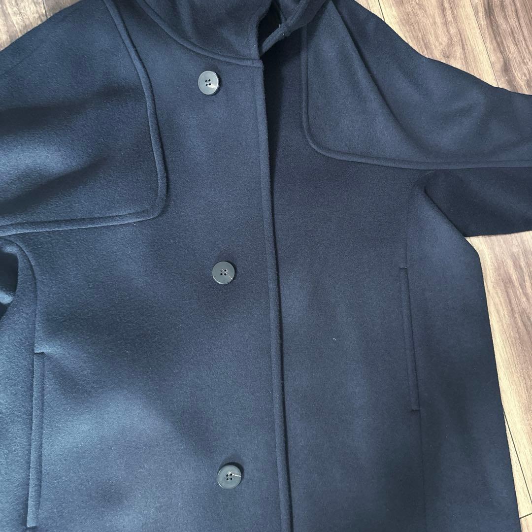 GALERIE VIE ダブルクロスショートビーバー フーデッドラグランコート