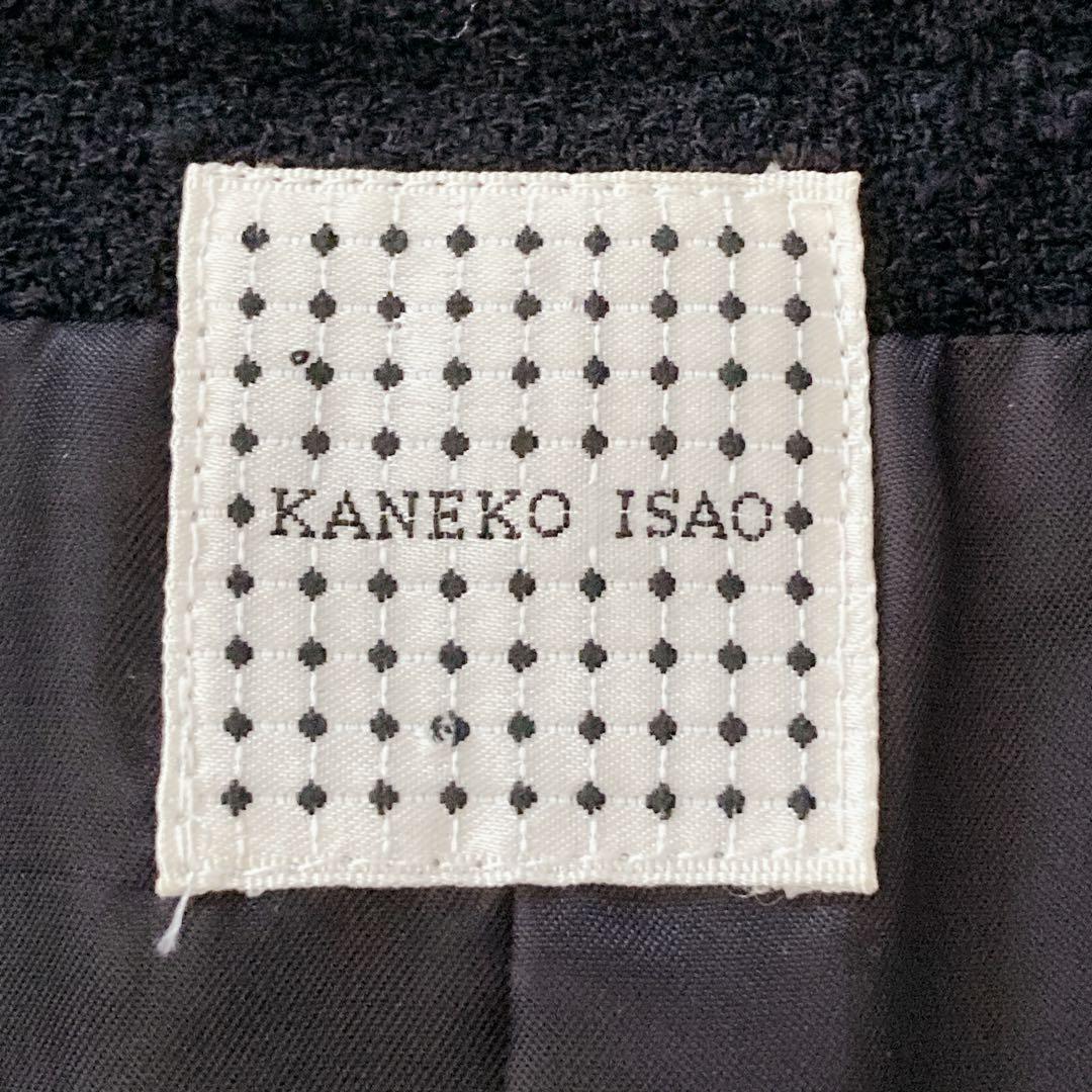 【希少】カネコイサオ　ツイードジャケット　黒　リボン　ノーカラージャケット