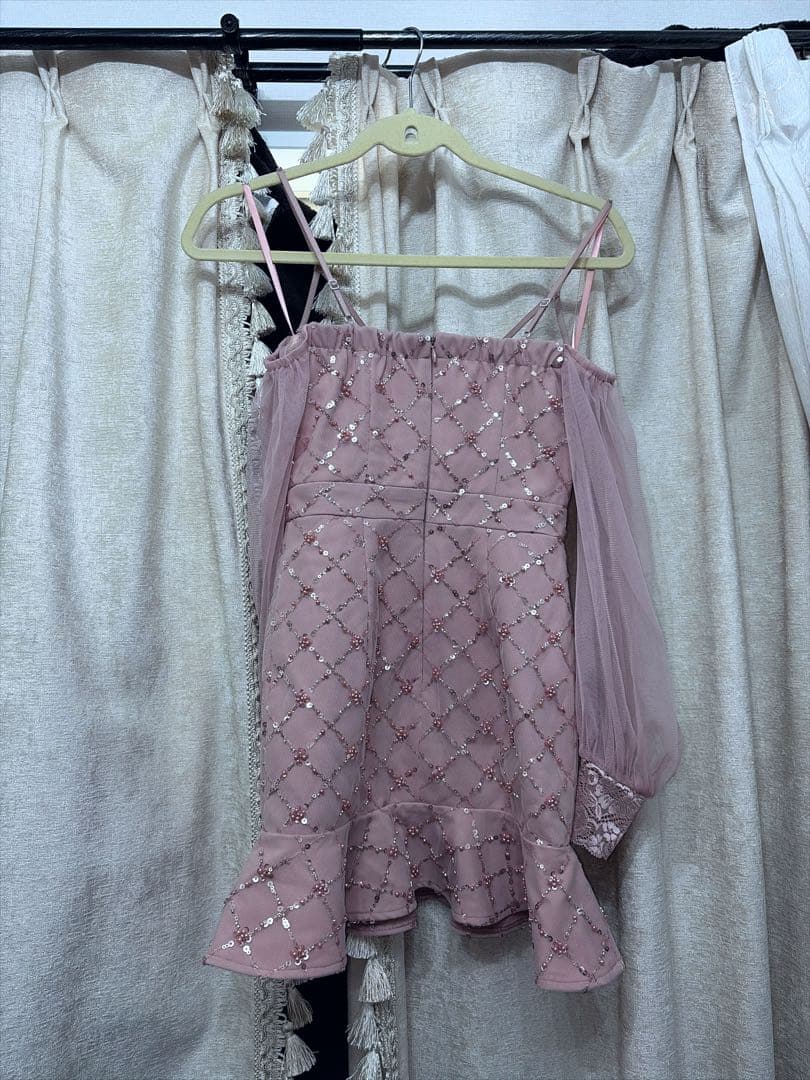 シアースリーブビジュースマーメイドミニドレス jewels キャバ