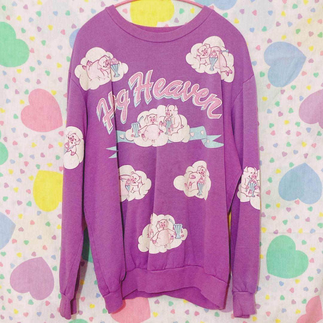 ♡ブタさんスウェット spumoni系 USAレトロファンシー古着 spank♡