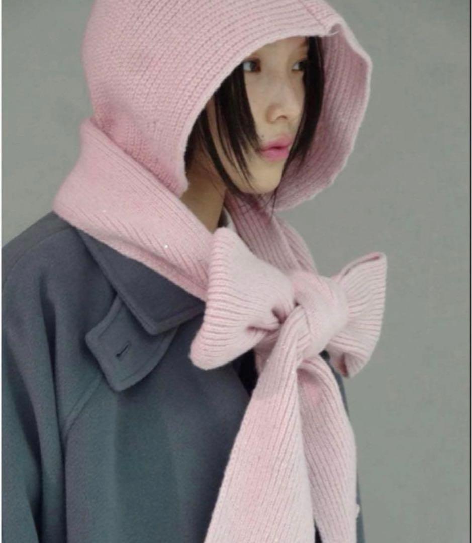 FEKETEラメフーディーマフラー ピンク