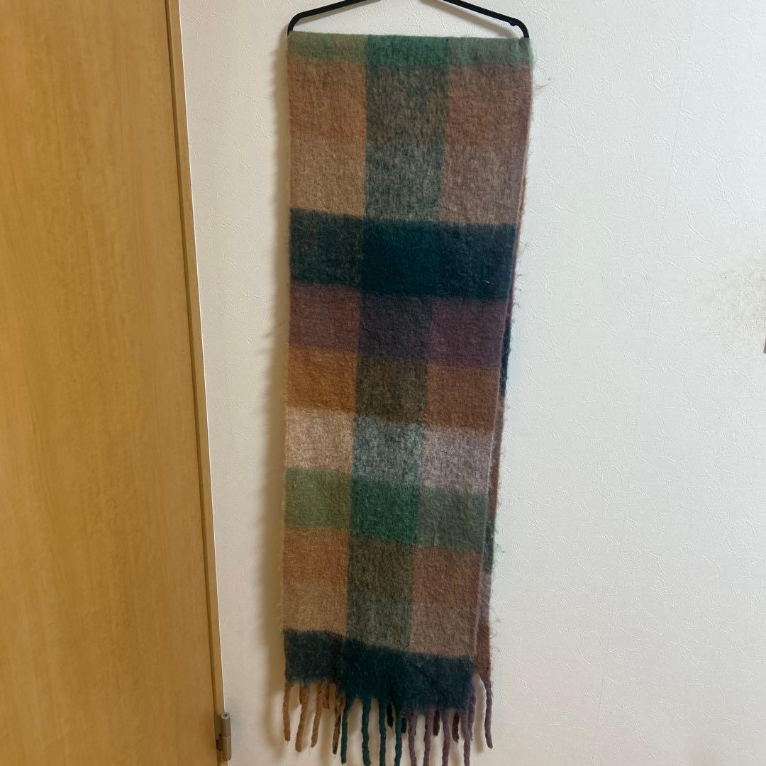 Acne Studios チェック　マフラー　モヘア スカーフ　グリーン