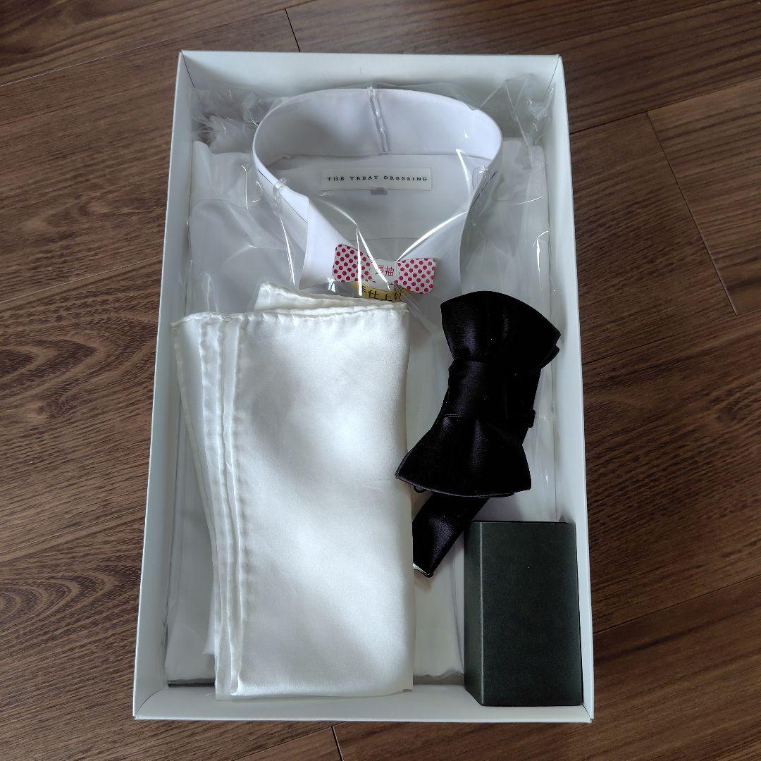トリートドレッシング 新郎 シャツ カフス チーフ 蝶ネクタイ 4点セット