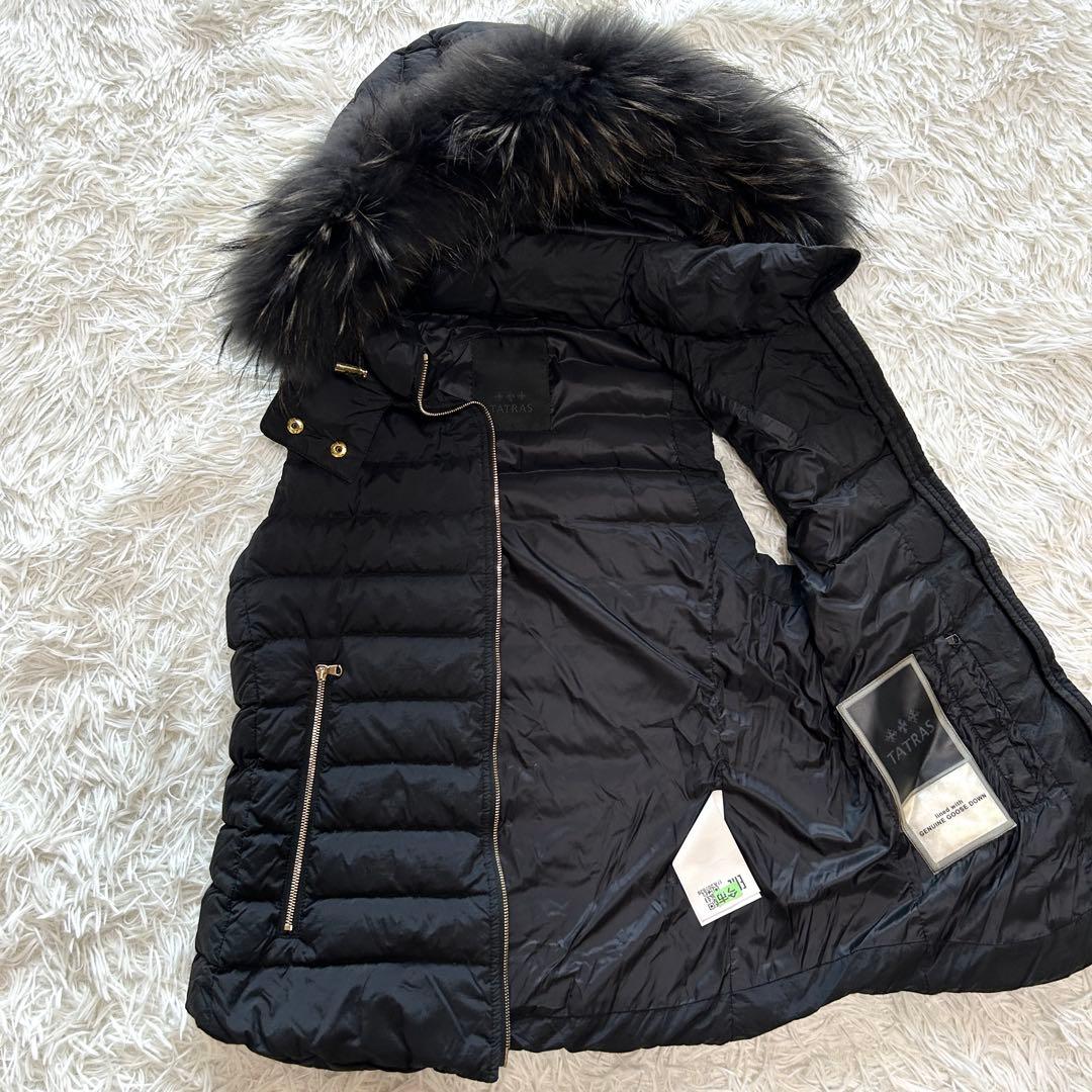 【美品】タトラス　ダウンベスト　ファー　フード取り外し可　ORSIERA 黒