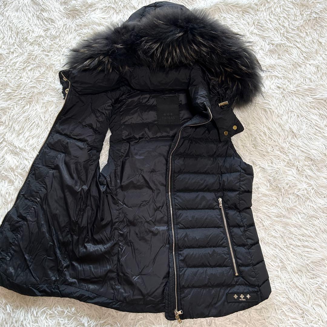 【美品】タトラス　ダウンベスト　ファー　フード取り外し可　ORSIERA 黒