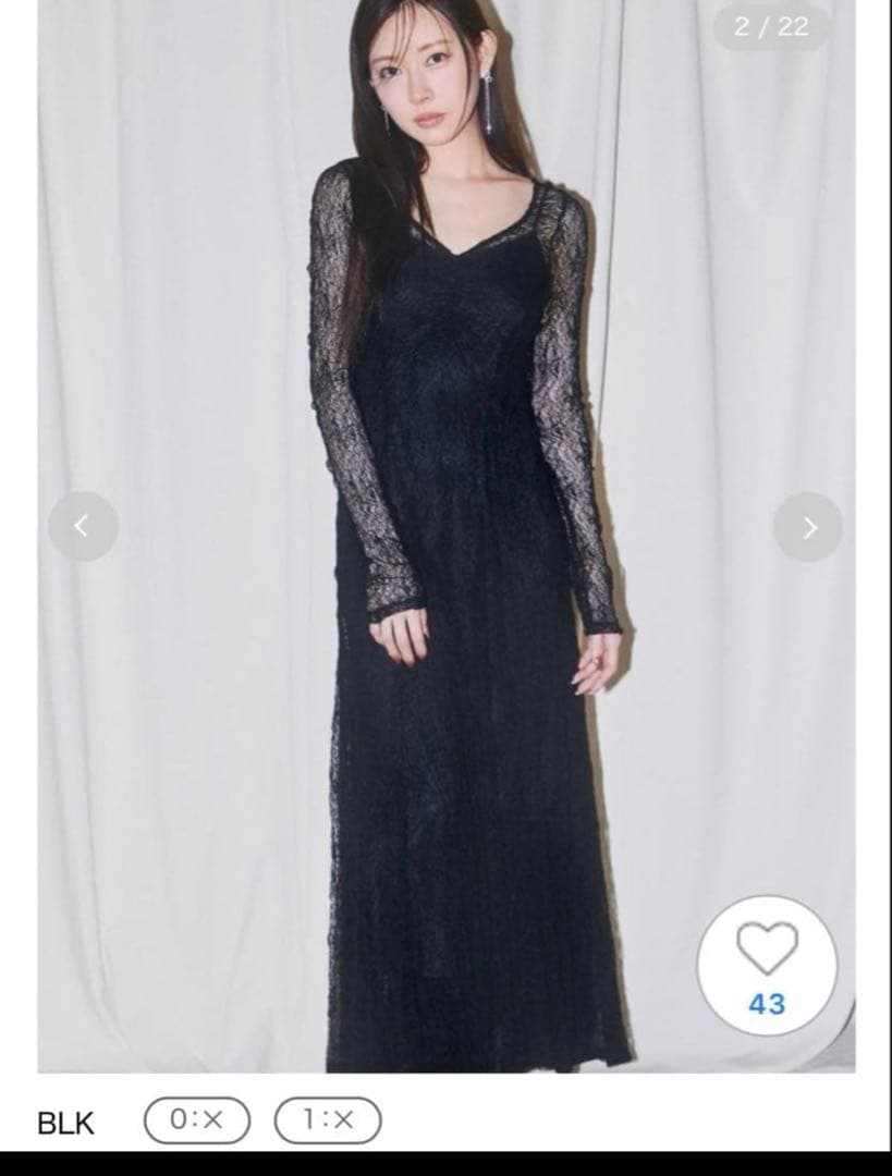 スナイデル フロントギャザーレースドレス ブラック 0サイズ