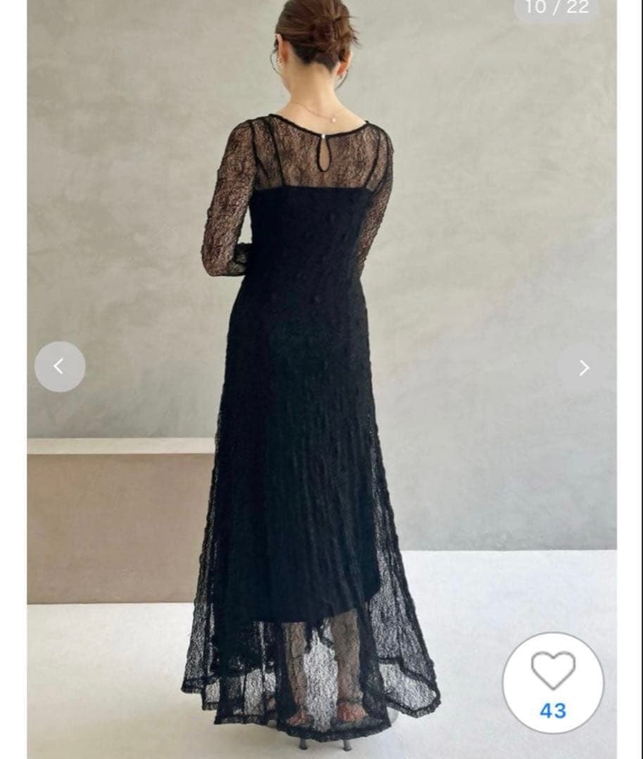 スナイデル フロントギャザーレースドレス ブラック 0サイズ