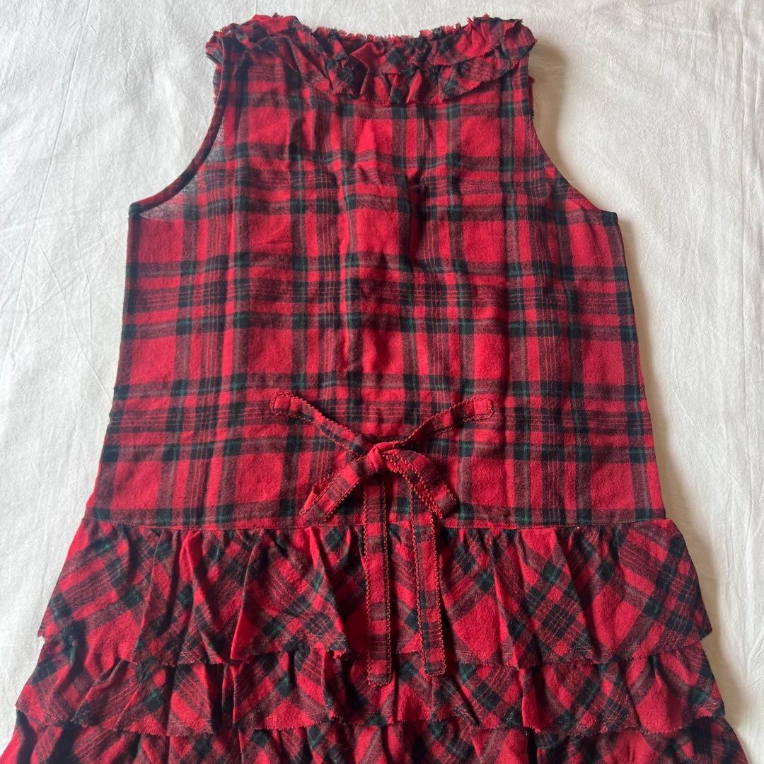 【高級】PINK HOUSE カットソー ノースリーブ チェック レッド フリル