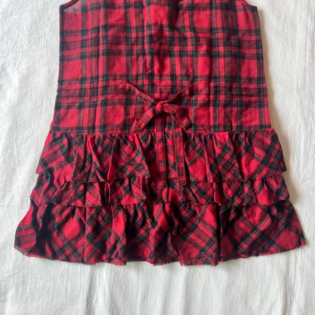 【高級】PINK HOUSE カットソー ノースリーブ チェック レッド フリル