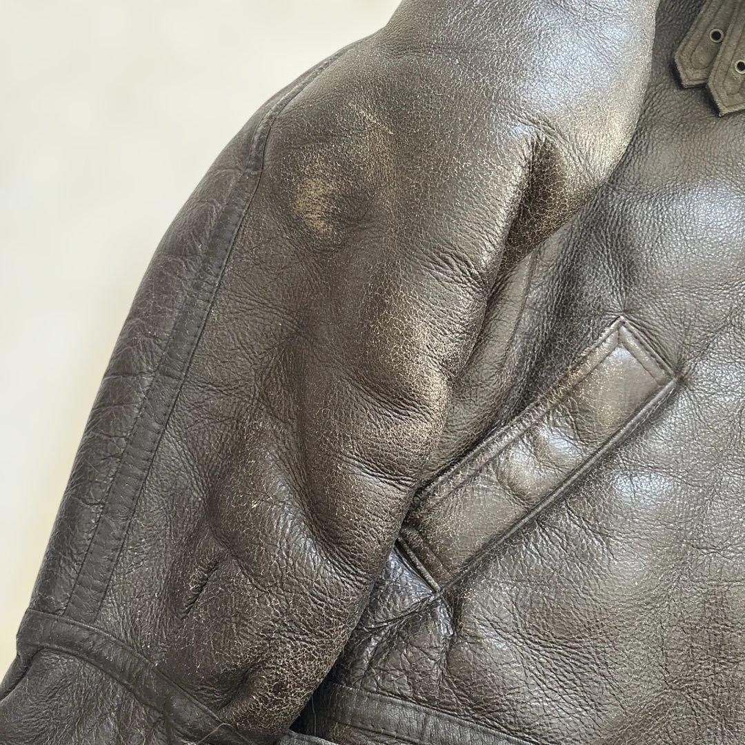 人気✨B-3 リアルムートン フライトジャケット レザージャケット L