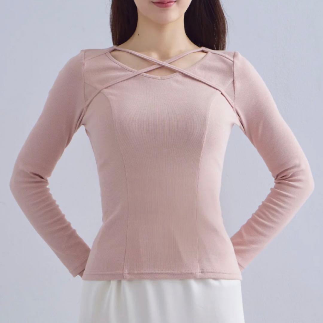 新品未使用✩完売✩overE Vネックストラップカットソー 102ボルドー