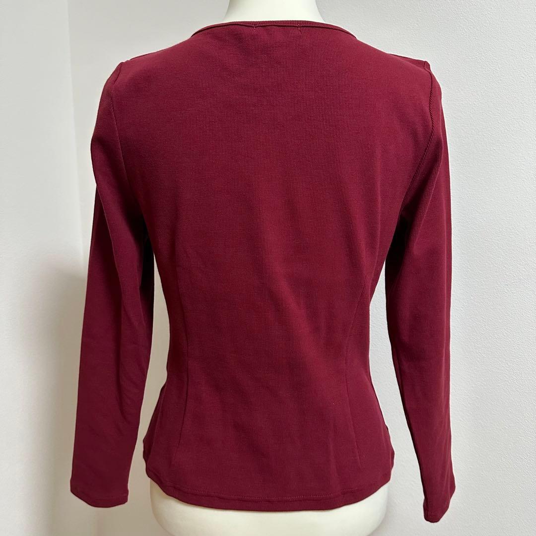 新品未使用✩完売✩overE Vネックストラップカットソー 102ボルドー