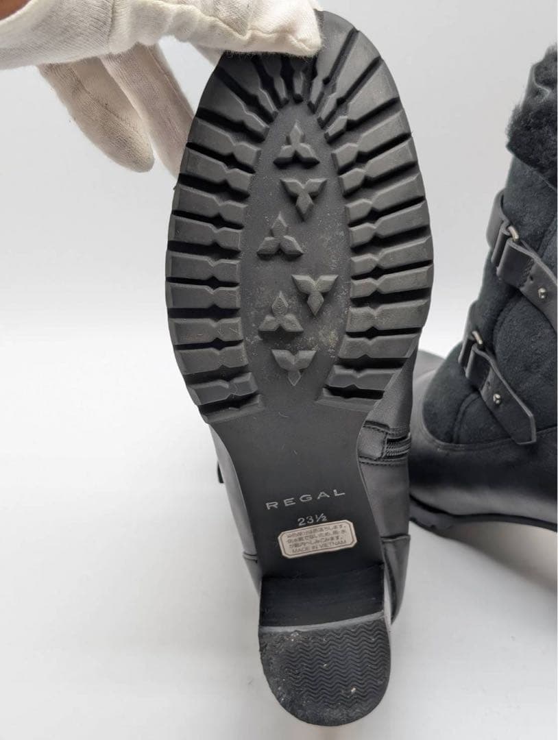 REGAL　ファー付きブラックムートンブーツ