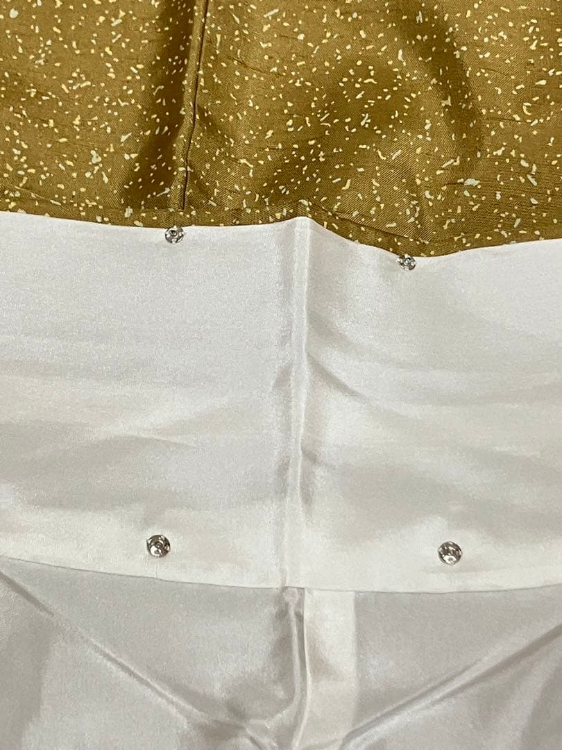 牛首紬 無地 正絹 叩き染め 共八掛 黄海松茶 美品 イ6492