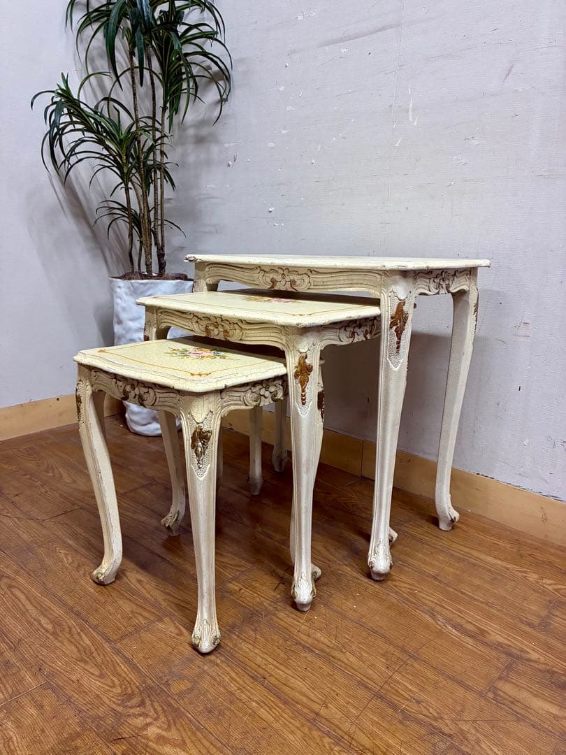 ハルボン☆管403☆イタリア製☆ロココ調☆姫系☆ヒビ加工☆ネストテーブル