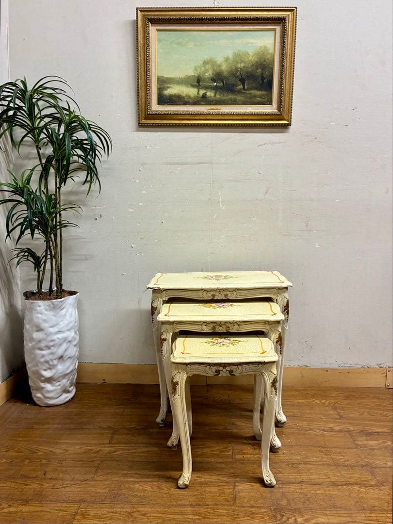 ハルボン☆管403☆イタリア製☆ロココ調☆姫系☆ヒビ加工☆ネストテーブル