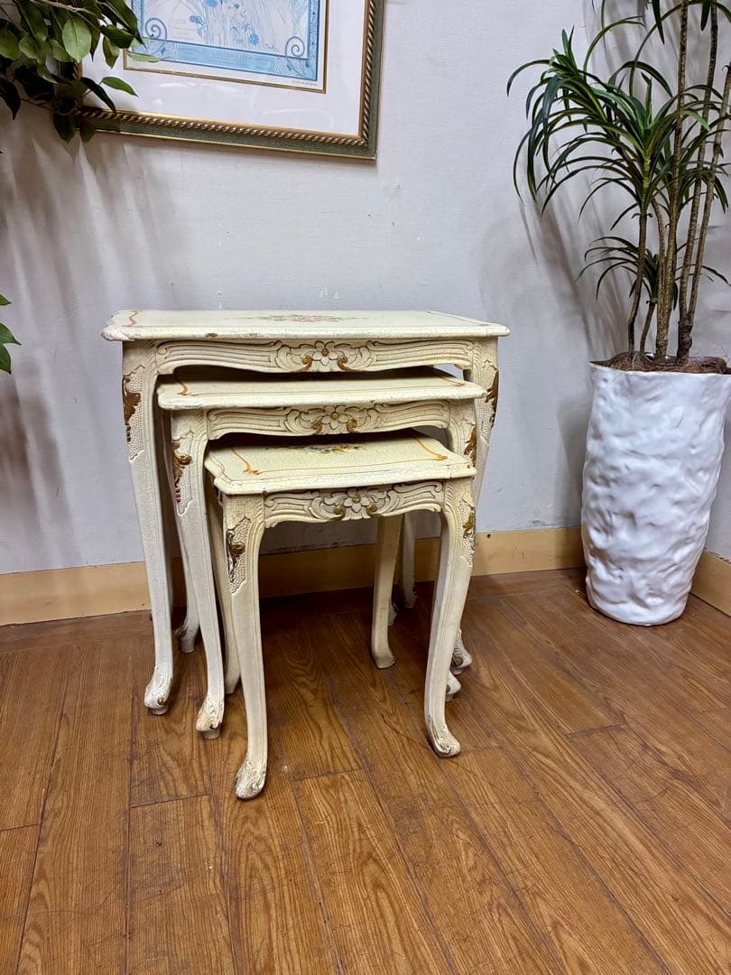 ハルボン☆管403☆イタリア製☆ロココ調☆姫系☆ヒビ加工☆ネストテーブル