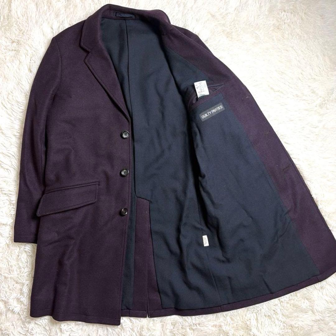 WACKO MARIA ダークレッド チェスターコート　カシミヤ混