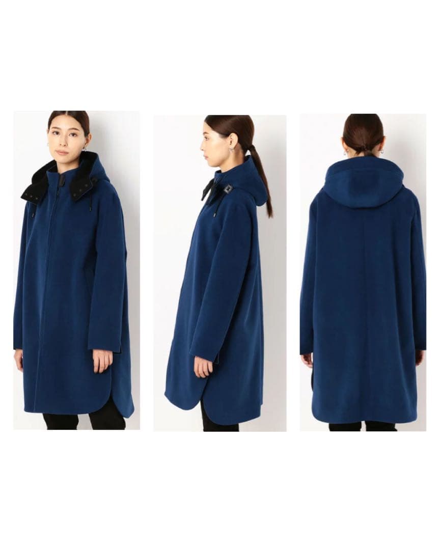 キヨコタカセ アンゴラ ウール フード フィールド コート エクリュ ブラック