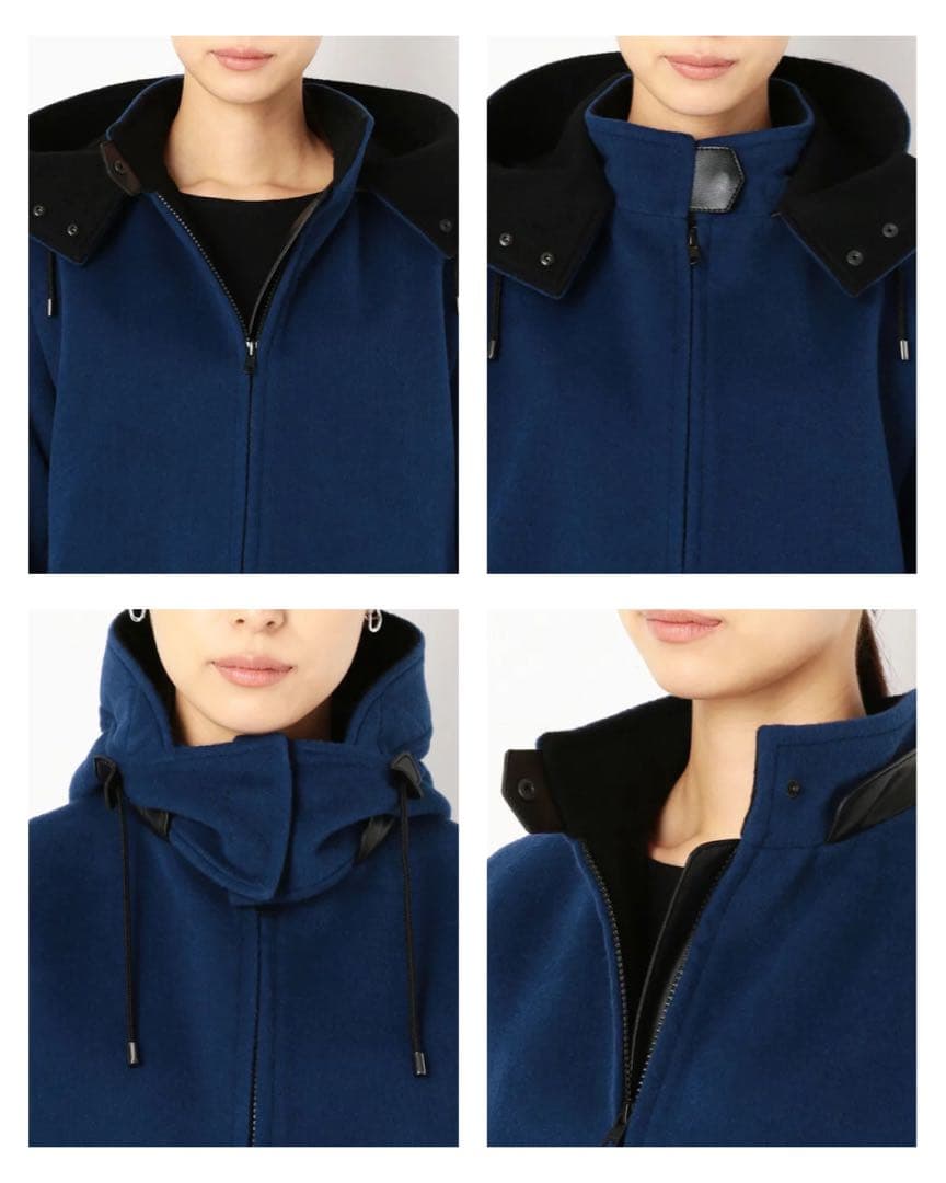 キヨコタカセ アンゴラ ウール フード フィールド コート エクリュ ブラック