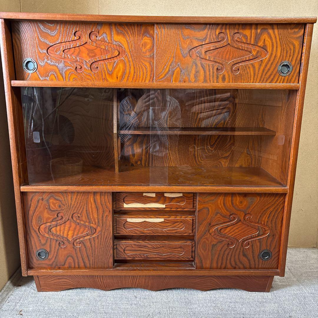 和家具 昭和レトロ　茶箪笥 茶棚 飾り棚 違い棚茶道具